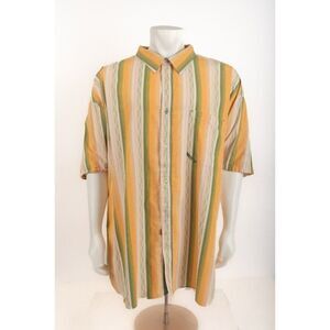 Akademiks Mens Shirt Top Size 4XL Yellow Green Striped Cotton Streetwear
